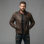 Men's Brown Cafe Racer Jacket