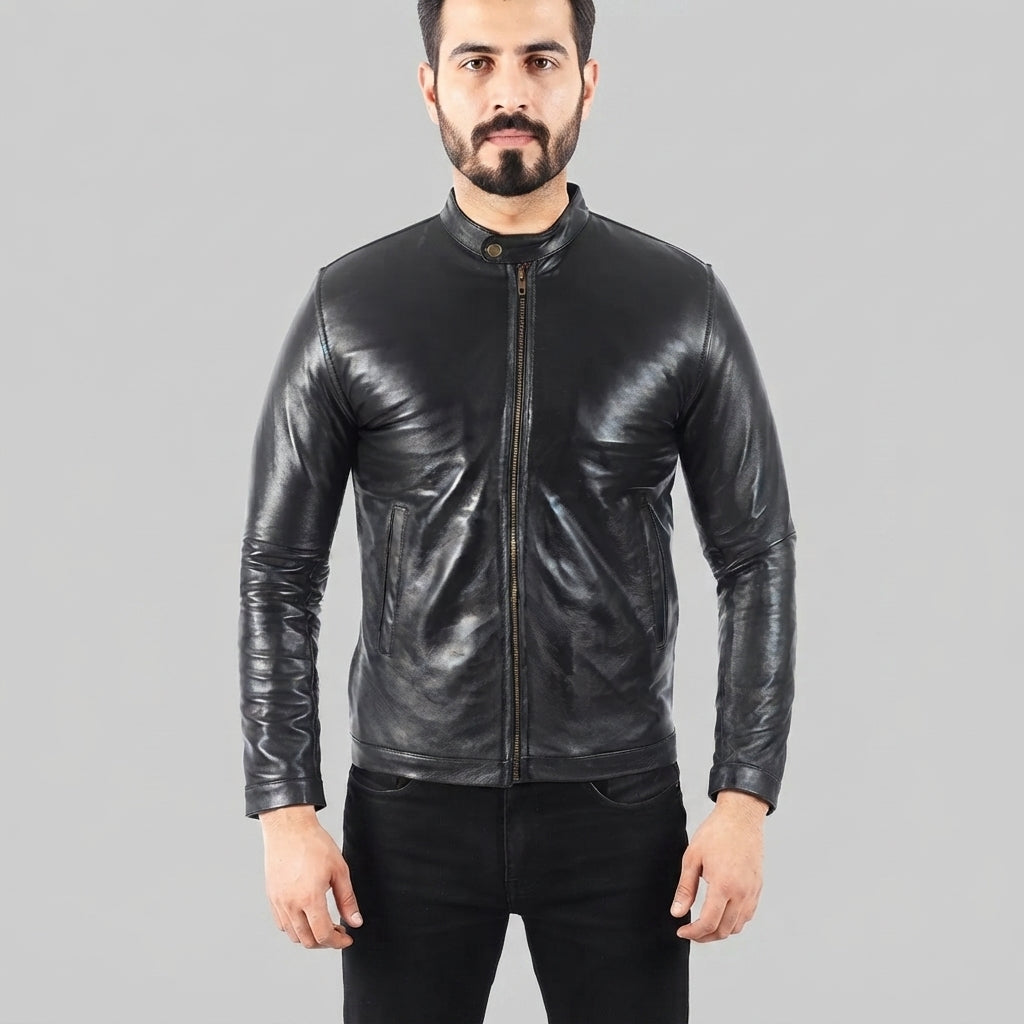 Men's Black Biker Jacket