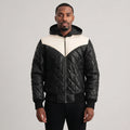 Men's Black & White Down Leather Jacket