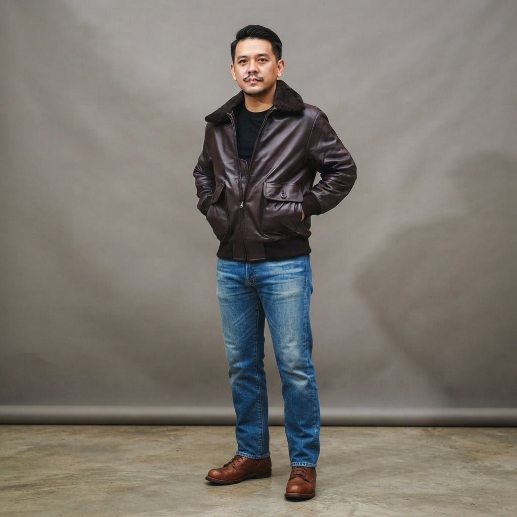 Men's G-1 Military Flight Aviator Bomber Jacket