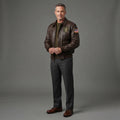 Men's Military Leather Bomber Jacket