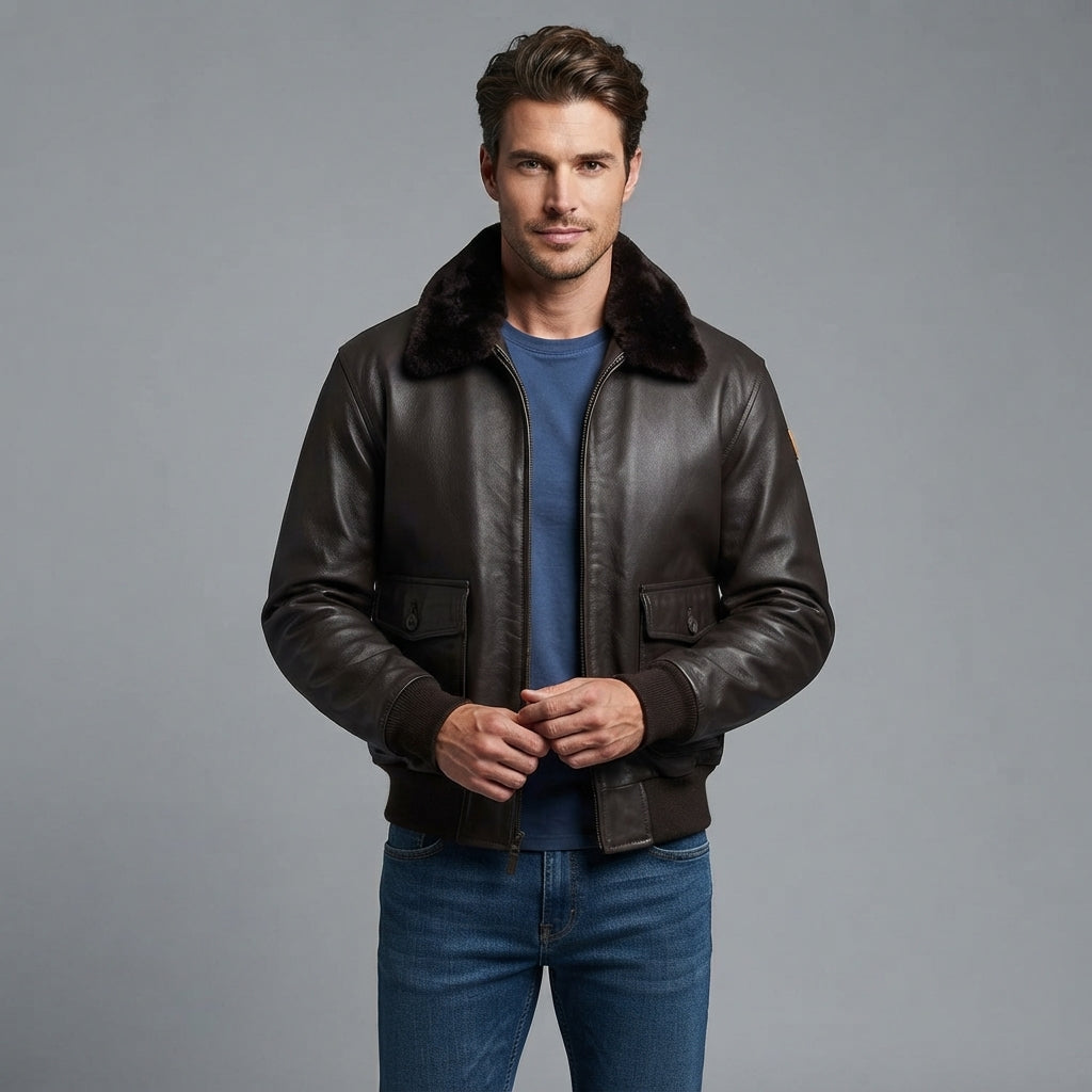 Men's G-1 Military Flight Aviator Bomber Jacket