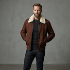 Buy Men's Suede Genuine Leather Bomber Jacket