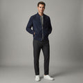 Men's Dark Blue Suede Bomber Jacket