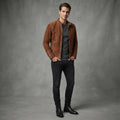 Men's Brown Suede Cafe Racer Jacket