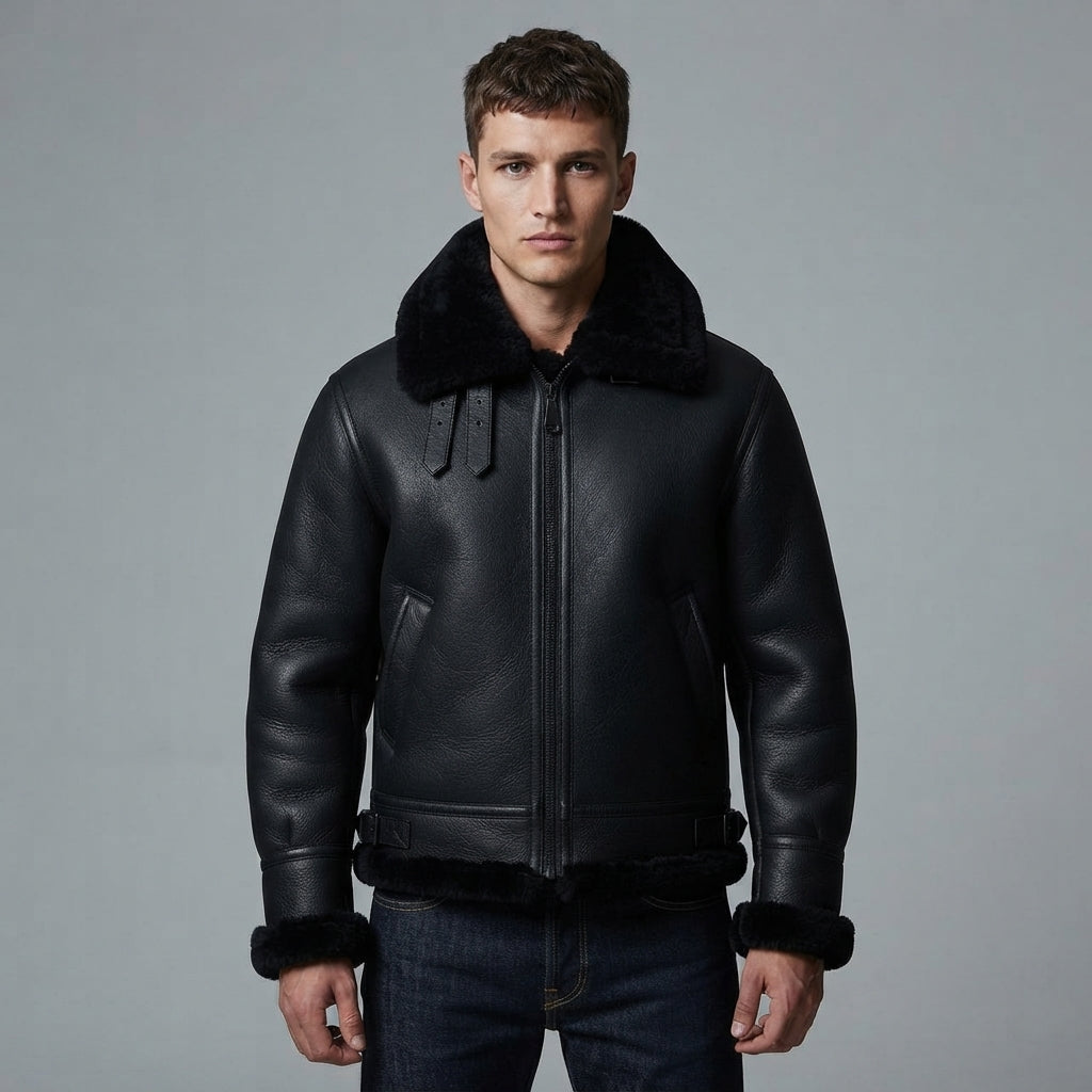 Men's B3 Sheepskin Bomber Leather Jacket - Leather Outlet