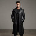 Men's Pure Black Leather Duster Coats
