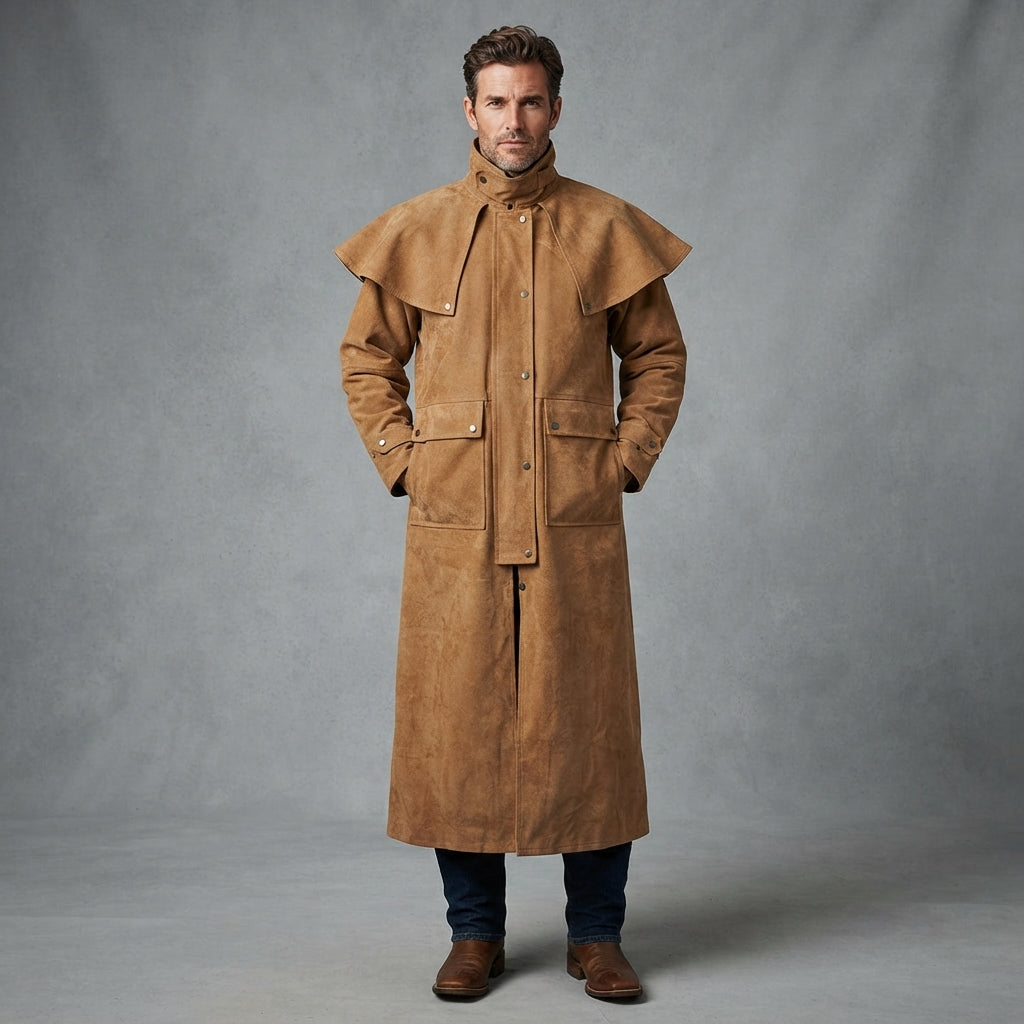 Men's Tan Leather Duster Coats