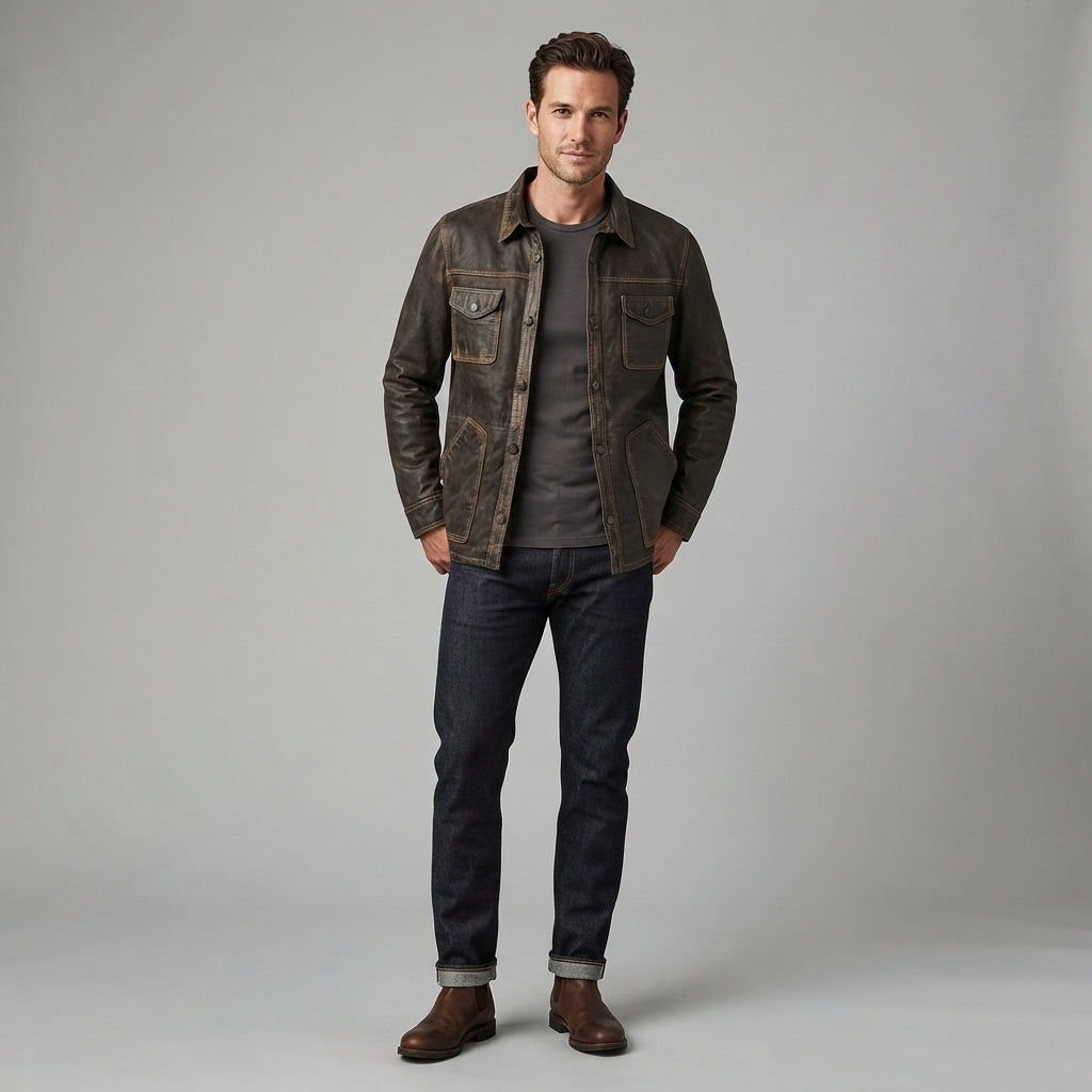 Men's Light Brown Scully Leather Jacket - Leather Outlet