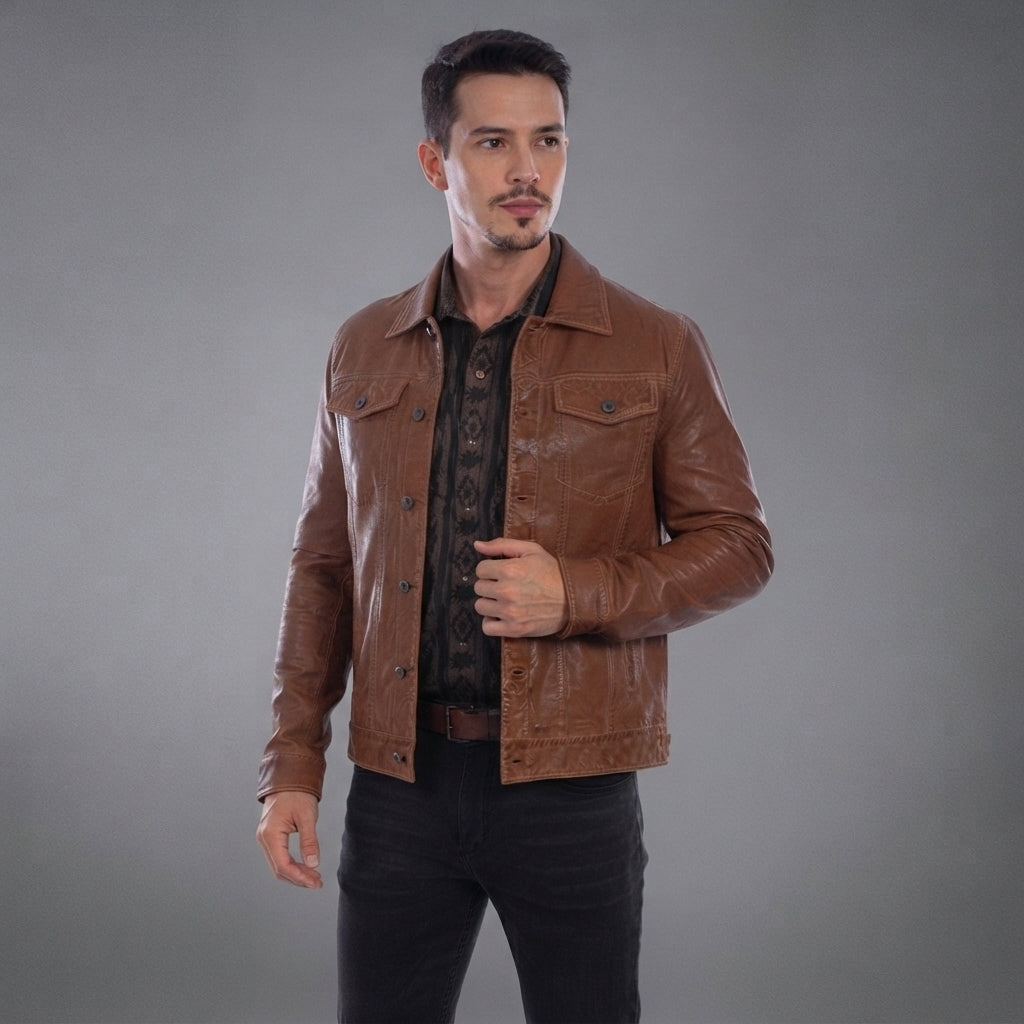 Men's Tan Brown Scully Leather Jacket - Leather Outlet