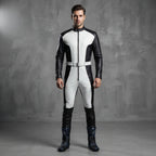 Men's Black & White Leather Jumpsuit