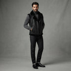 Men's Full Black Shearling Leather Vest - Leather Outlet