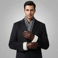 Men's Brown Genuine Leather with white fur