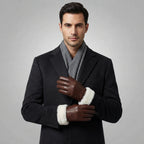 Men's Brown Genuine Leather with white fur