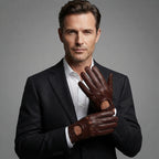 Men's Brown Genuine Leather Gloves