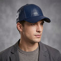 Blue  Leather Premium Cap For Men