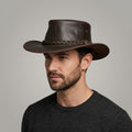 Men's Dark Brown Leather Hat