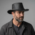 Men's Black Leather Hat