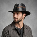 Handmade Black Leather Outback Western Hat
