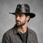 Handmade Black Leather Outback Western Hat