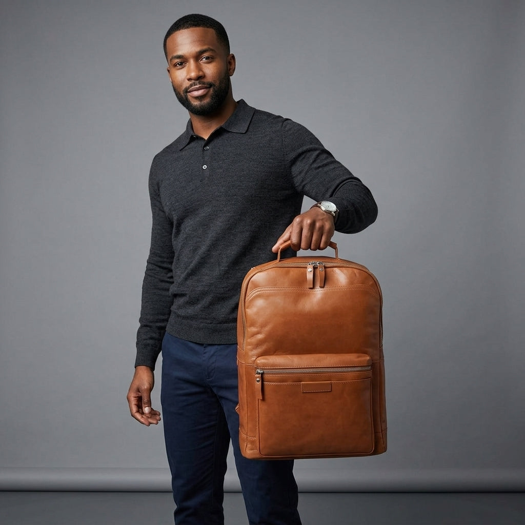 Brown Walker Cow Leather Backpack