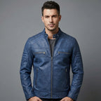 Blue Men's Cafe Racer Jacket