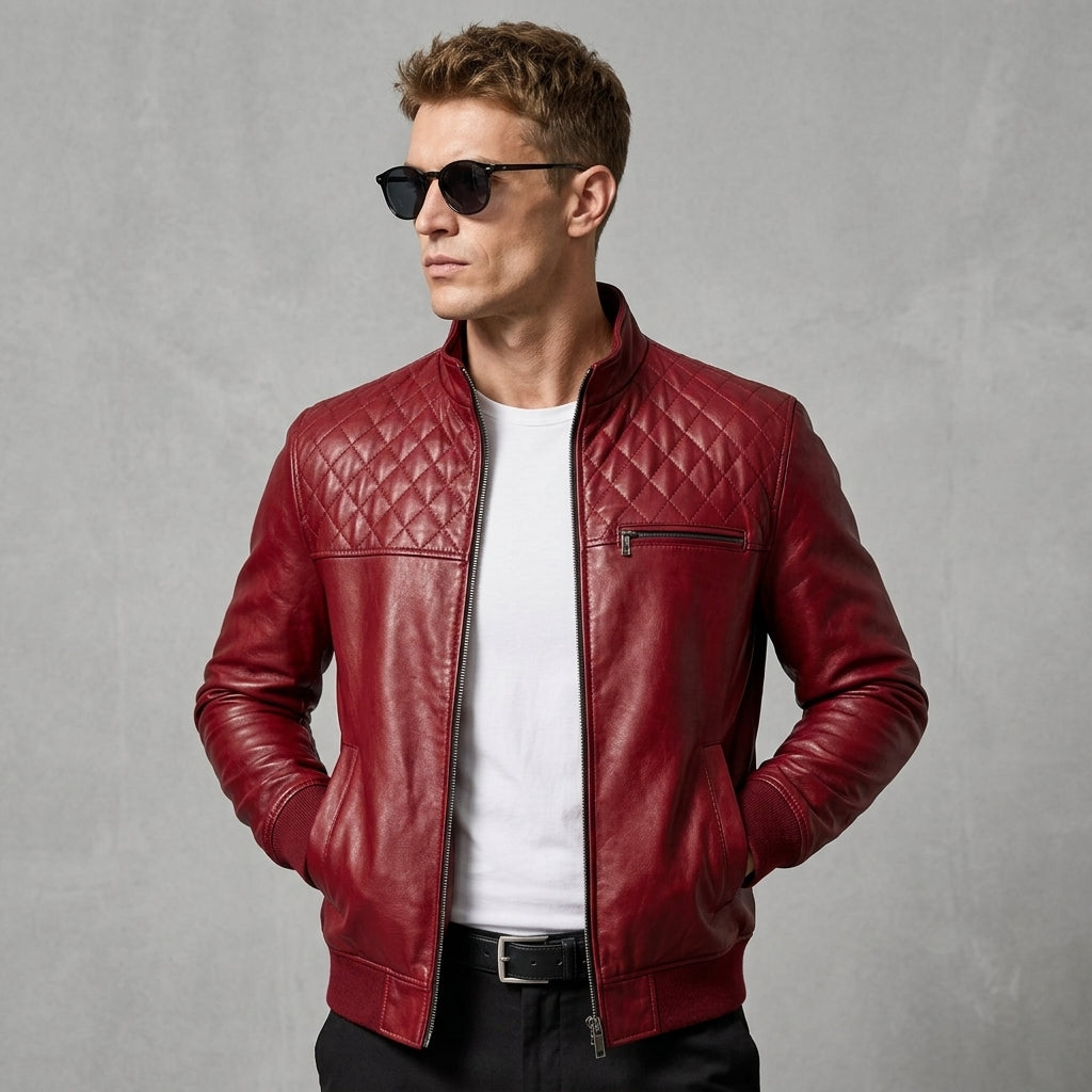 Men's Red Leather Jacket