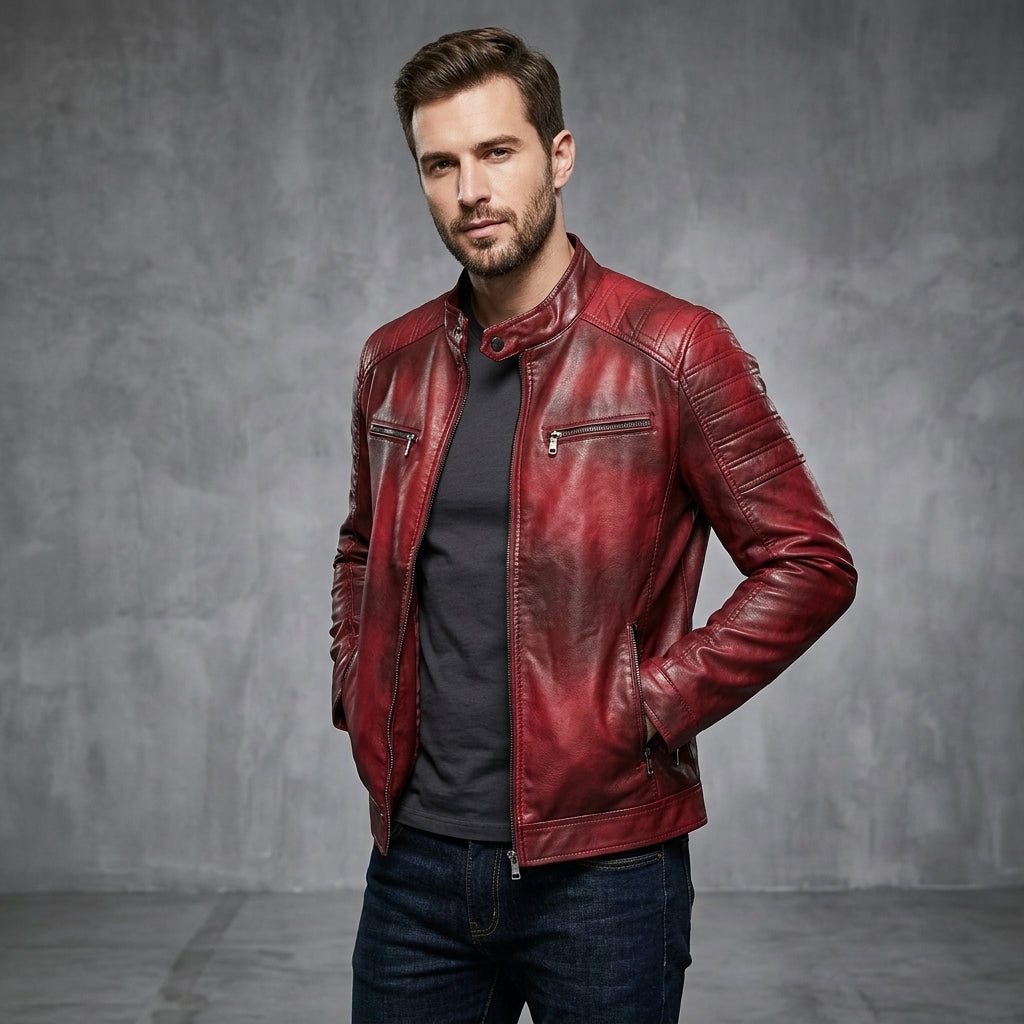 Men's Red Leather Jacket