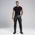 Men’s Gothic Black Sheepskin Leather Pants – Slim Fit Biker Trousers