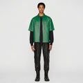 Men’s Green Half Sleeve Leather Shirt – Premium Casual Leather Shirt