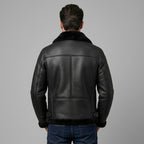 Men’s Black Aviator B3 Shearling Leather Jacket – Premium Flight Bomber Coat