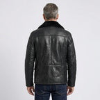 Men’s Black B3 Shearling Bomber Jacket – Premium Sheepskin Aviator Coat