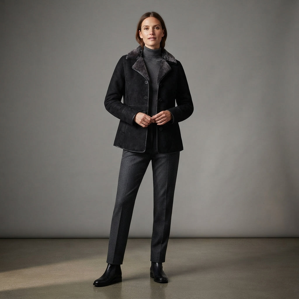 Buy Women's Black Sheepskin Coat