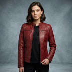 Buy Women's Red Leather  Jacket