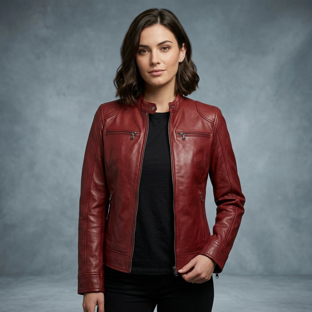Buy Women's Red Leather  Jacket
