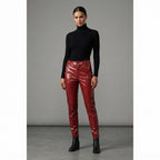 Women's Bargundy   Leather Capri