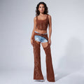 Women Brown and Blue Leather Chaps