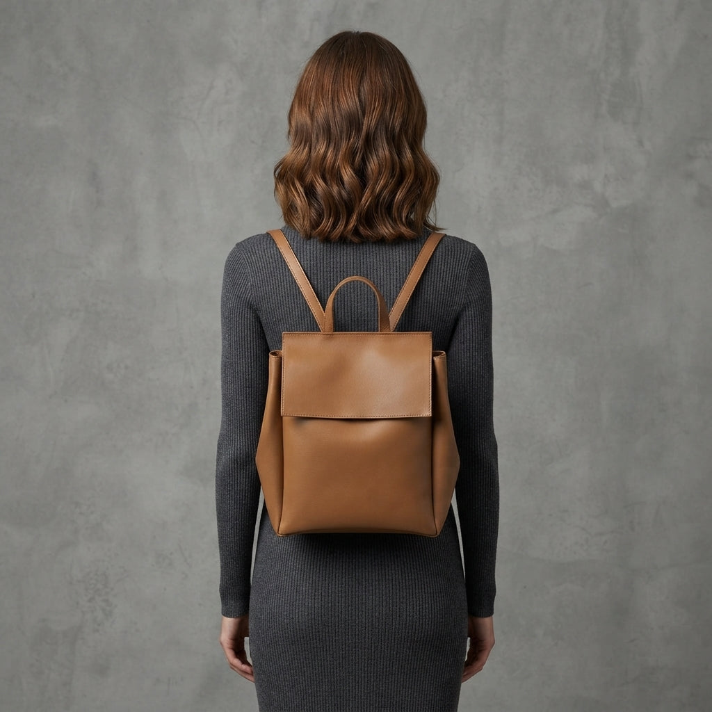 Women's Brown Leather Backpack