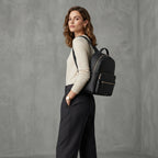Women's Stylish Black Leather Backpack