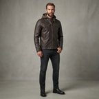 Hooded Leather Jacket For Men