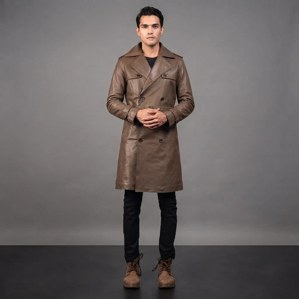 Brown Leather Duster Coat