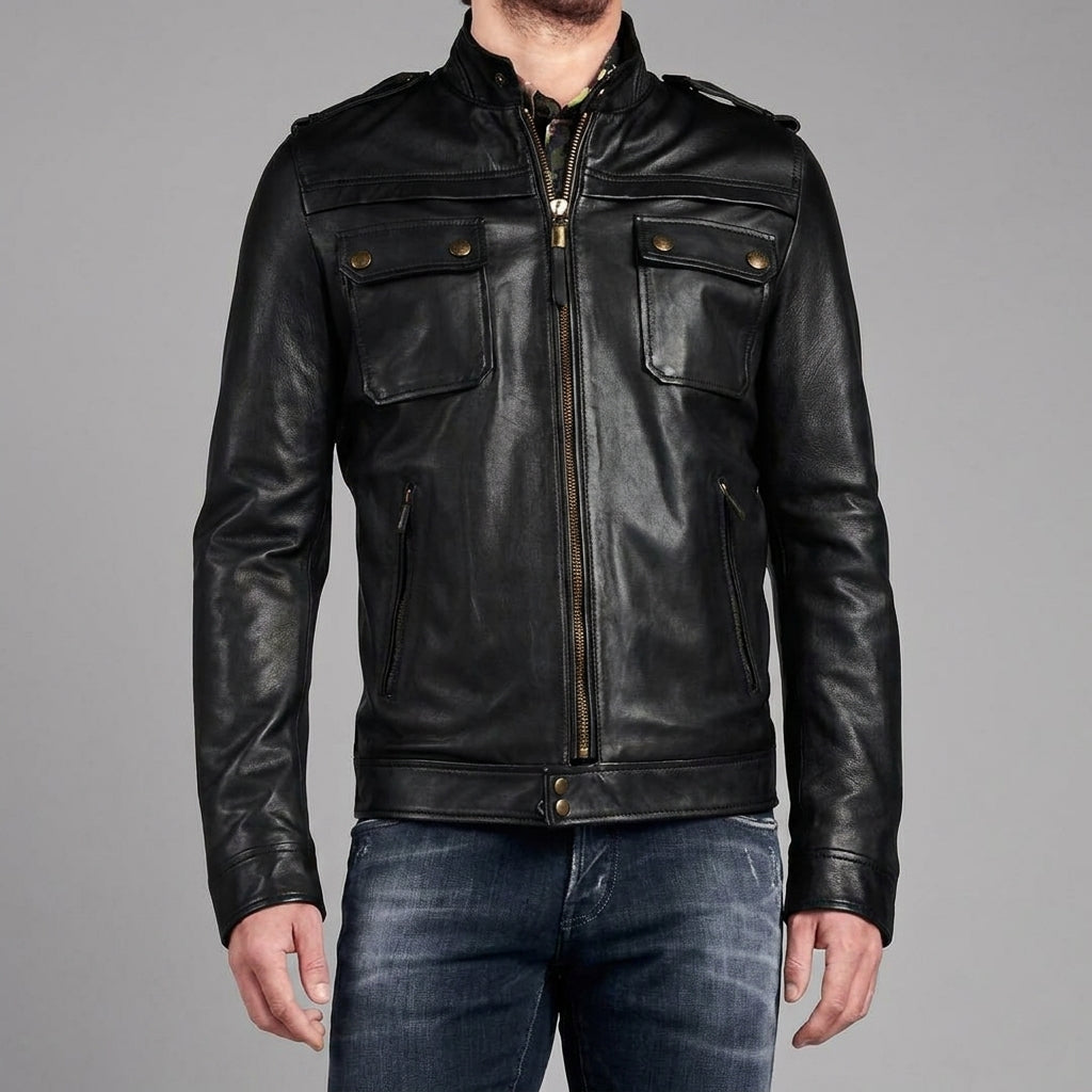 New Men's Genuine Lambskin Leather Jacket