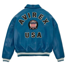 Load image into Gallery viewer, Avirex Military Blue Bomber Leather Jacket
