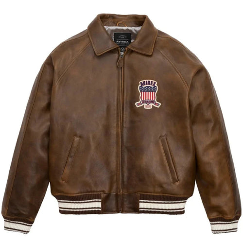 Avirex Vintage Icon Jacket In Brown Color Leather Outlet