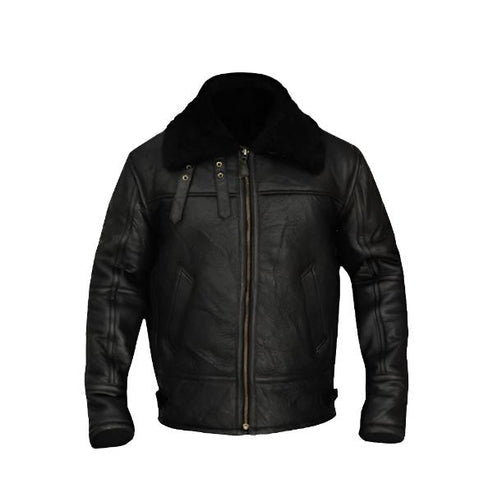 Men’s B3 Leather Aviator Bomber Jacket – Classic Winter Flight Style