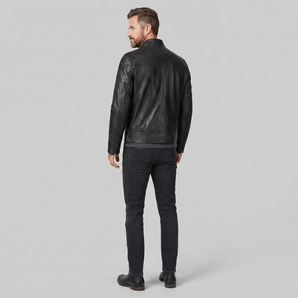 Men's Black Cafe Racer Jacket