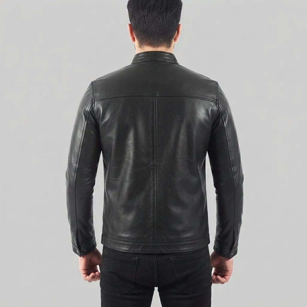 Men's Shinny Black Biker Jacket