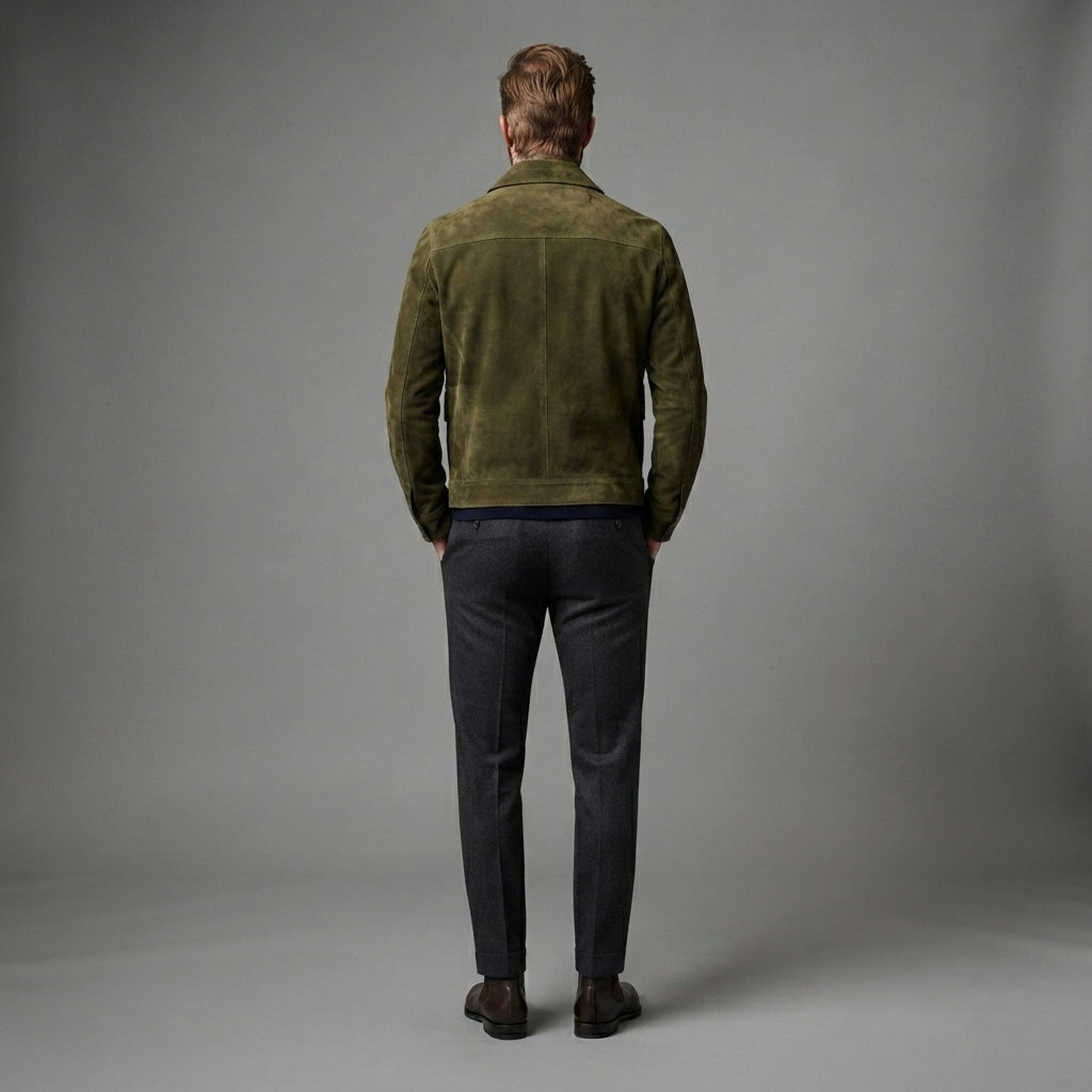 Buy Men's Green Classic Suede Jacket