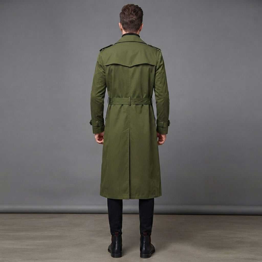 Men's Olive Green Leather Duster Coats
