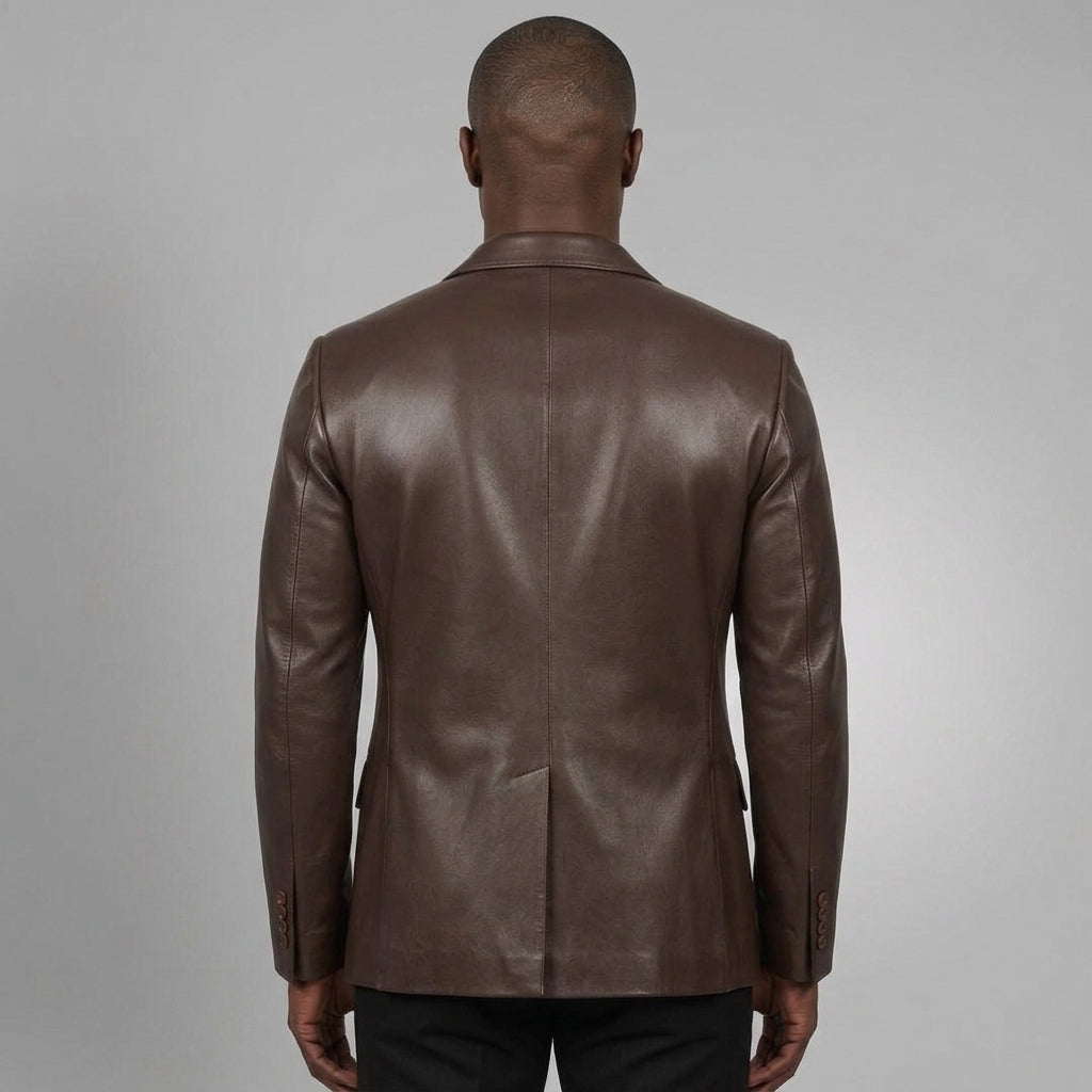 Men's Brown Leather Blazer